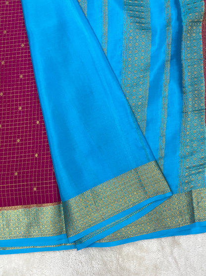 Pure Crepe Mysore Silk mungi checks Butta dt - 1145303