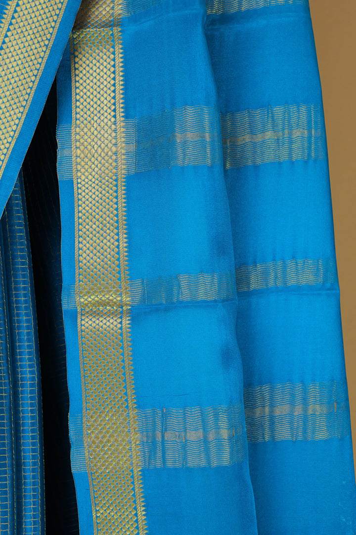 DODGER BLUE PURE MYSORE SILK SAREES