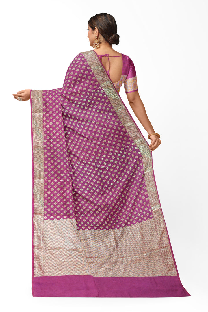 PINK COLOUR BLENDED GEORGETTE BANARASI HANDLOOM SAREE - ATHARVA