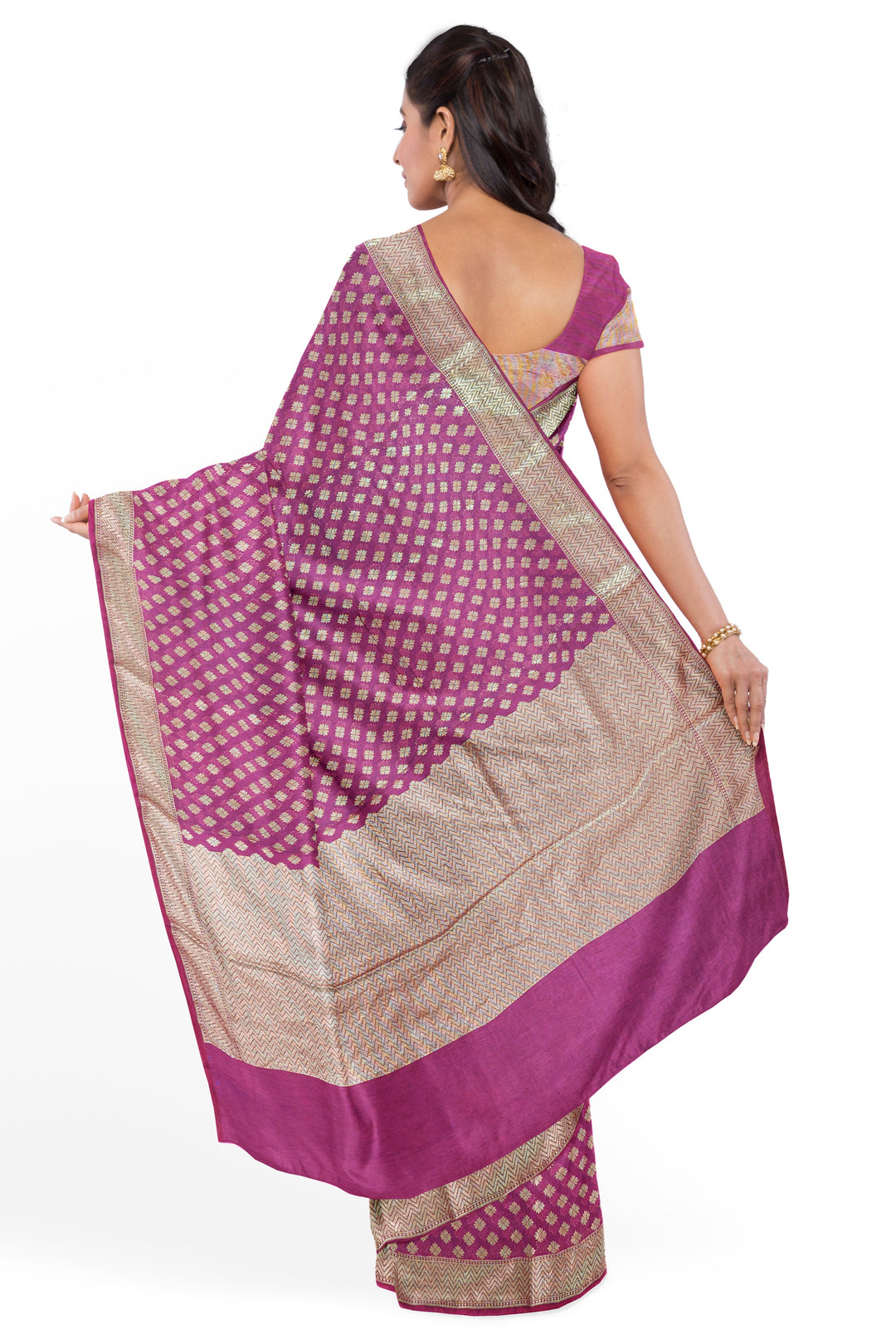 PINK COLOUR BLENDED GEORGETTE BANARASI HANDLOOM SAREE - ATHARVA