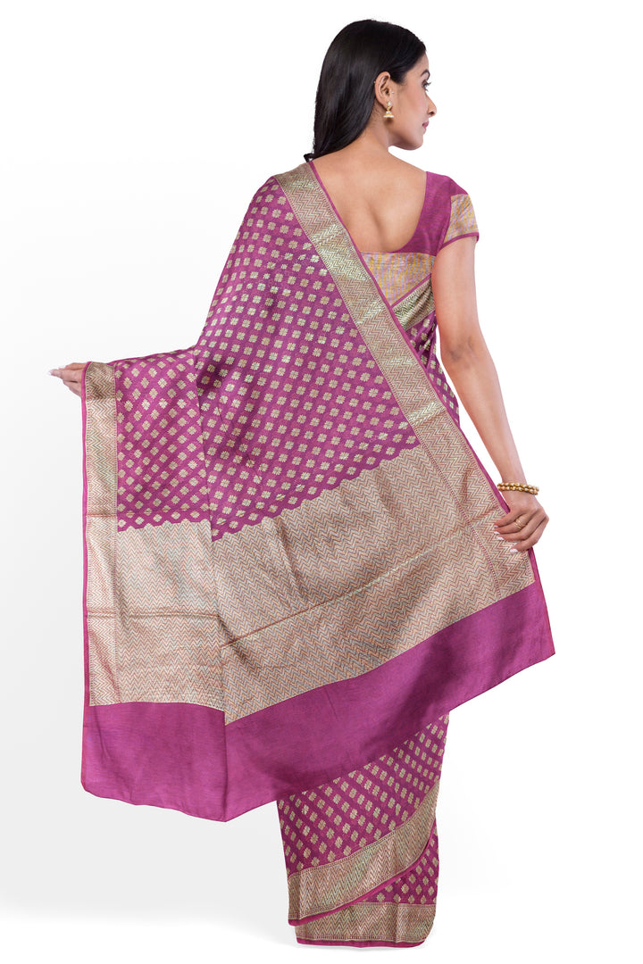 PINK COLOUR BLENDED GEORGETTE BANARASI HANDLOOM SAREE - ATHARVA