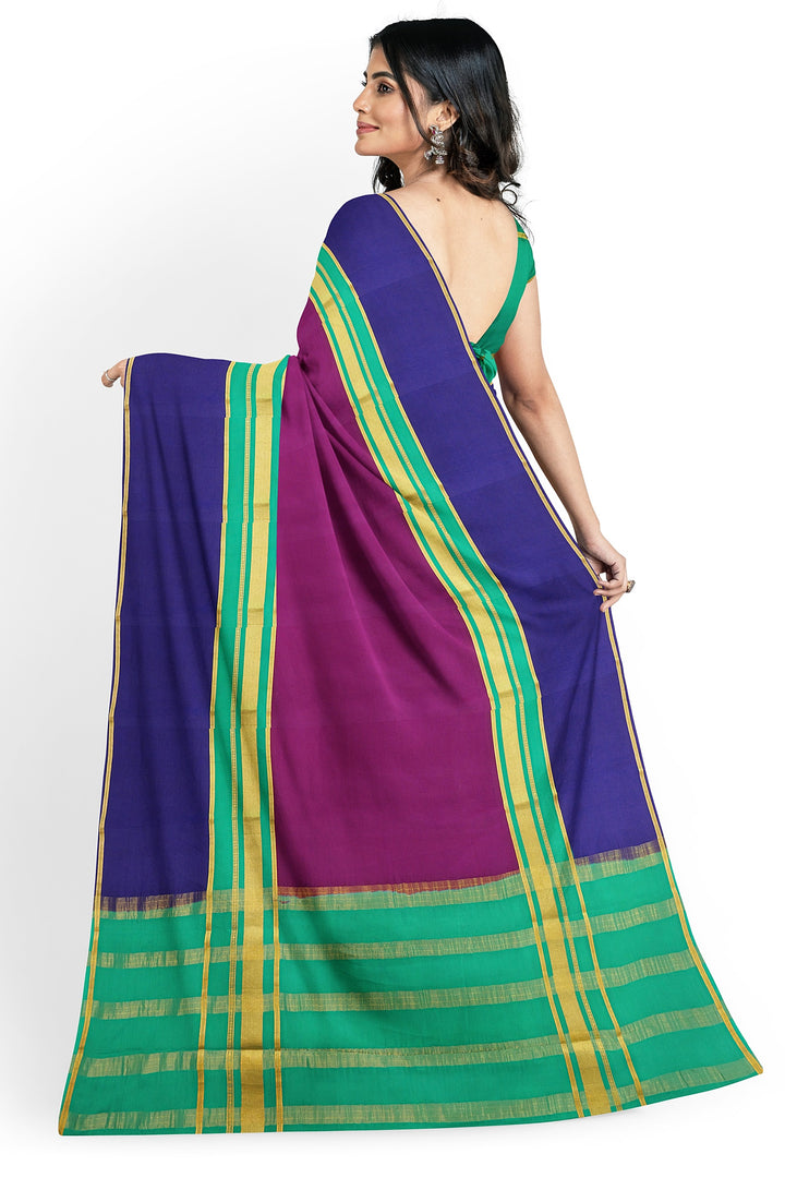 Wine Colour Pure Mysore Crepe Silk 3D Saree | SILK MARK CERTIFIED