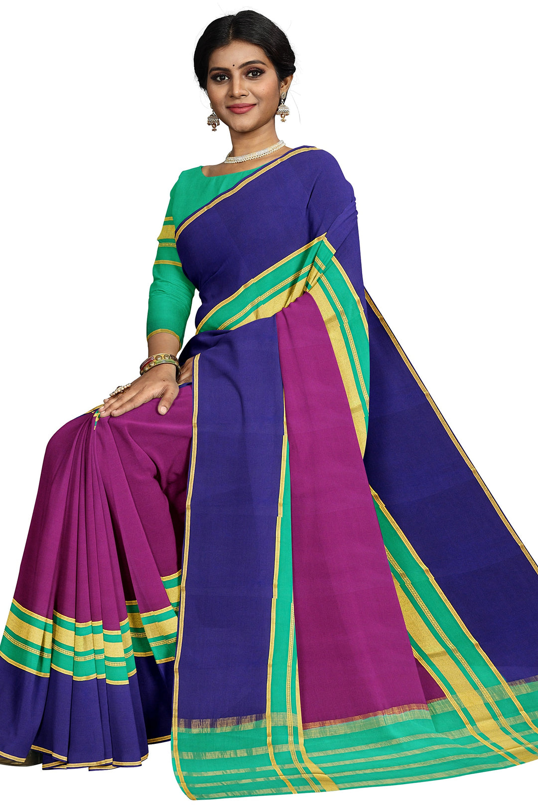 Wine Colour Pure Mysore Crepe Silk 3D Saree | SILK MARK CERTIFIED