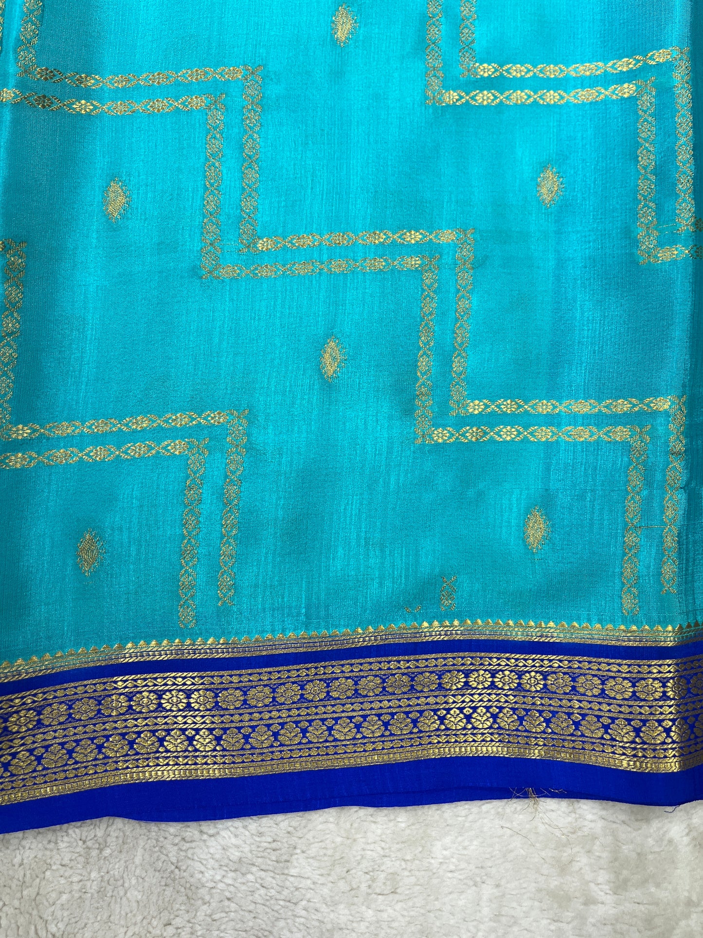 Pure Crepe Mysore Silk mix checks - 1145313