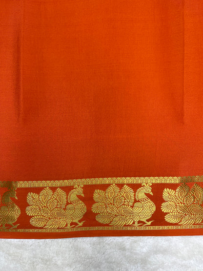 Pure crepe Mysore silk-Gatti border 1104002