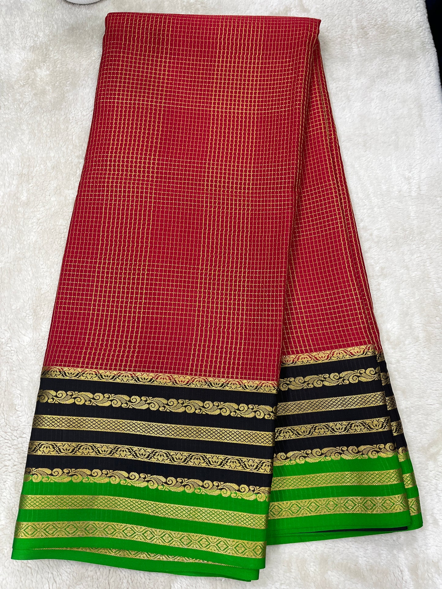 Pure Crepe Mysore Silk Bentex checks - 2637797