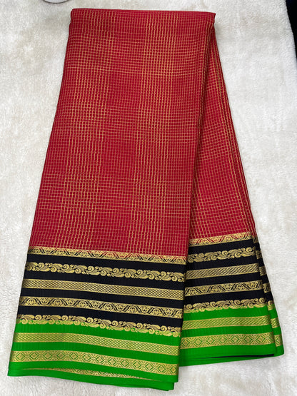 Pure Crepe Mysore Silk Bentex checks - 2637797