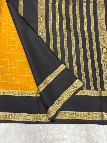 Pure Crepe Mysore Silk Bentex checks butta - 2637796