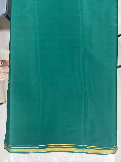 Two Line One Inch Border in Gold Lace Mysore silk saree In Self Green Color