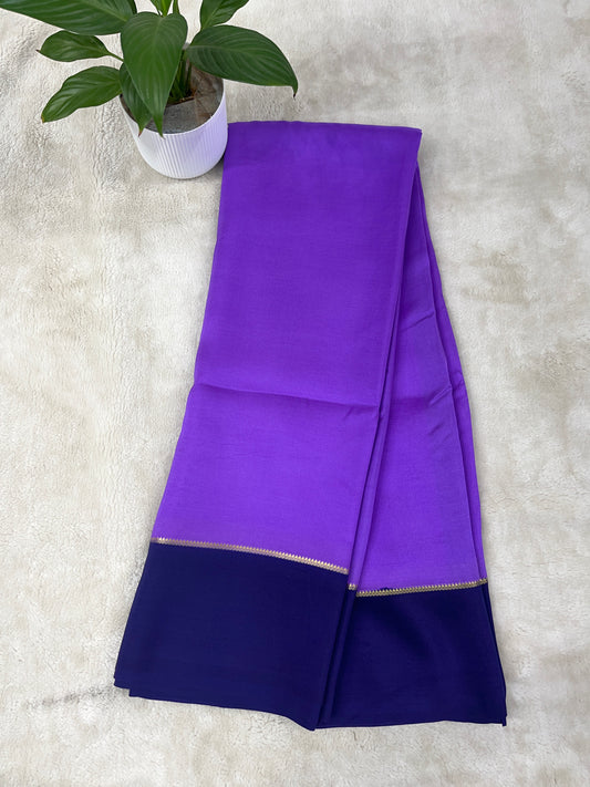 Pure Zari Mysore Silk Saree Bentex Border In Lavender With Purple Contrast Color