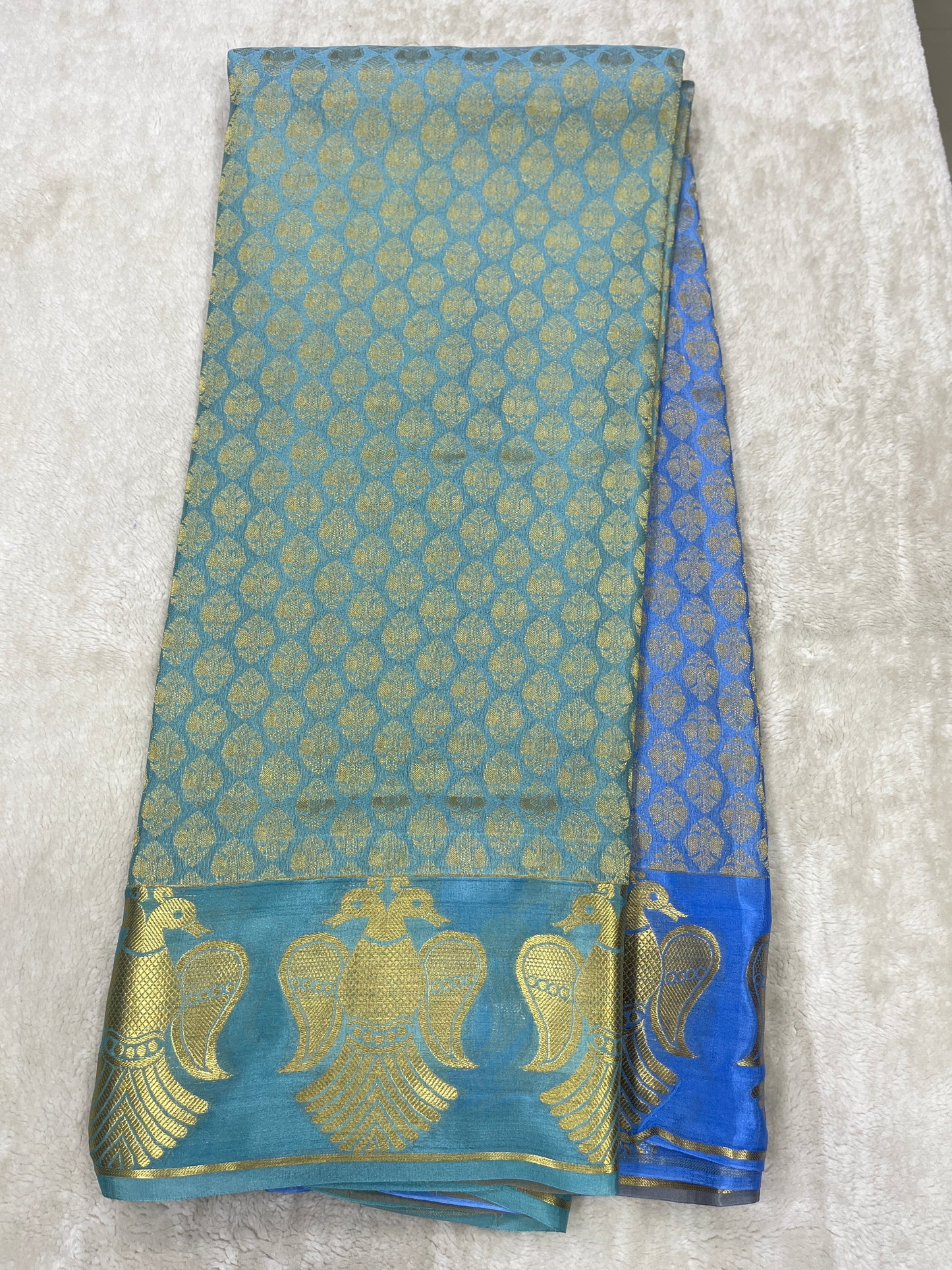 Pure Crepe Mysore Silk garuda border - 1549113