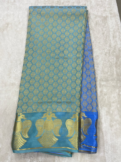 Pure Crepe Mysore Silk garuda border - 1549113
