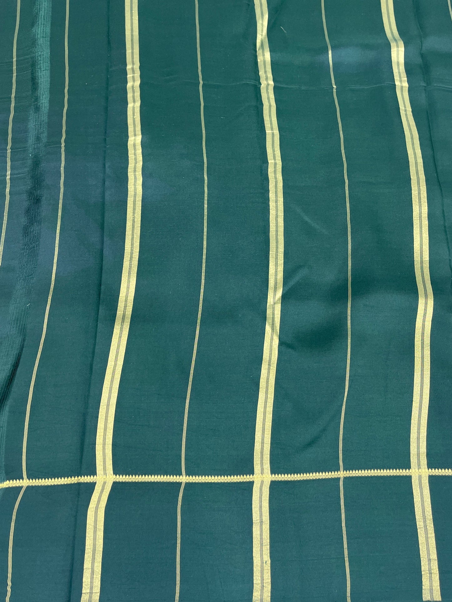 Pure Zari Mysore Silk Saree Bentex Border In Yellow With Green Contrast Color