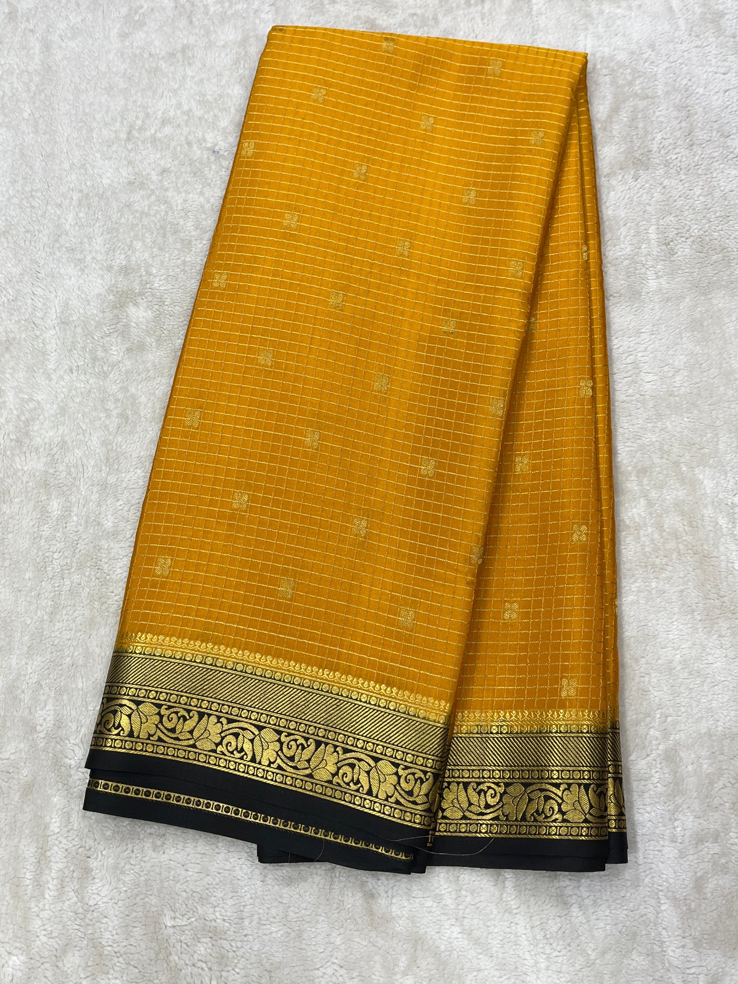 Pure Crepe Mysore Silk checks butta - 2637798