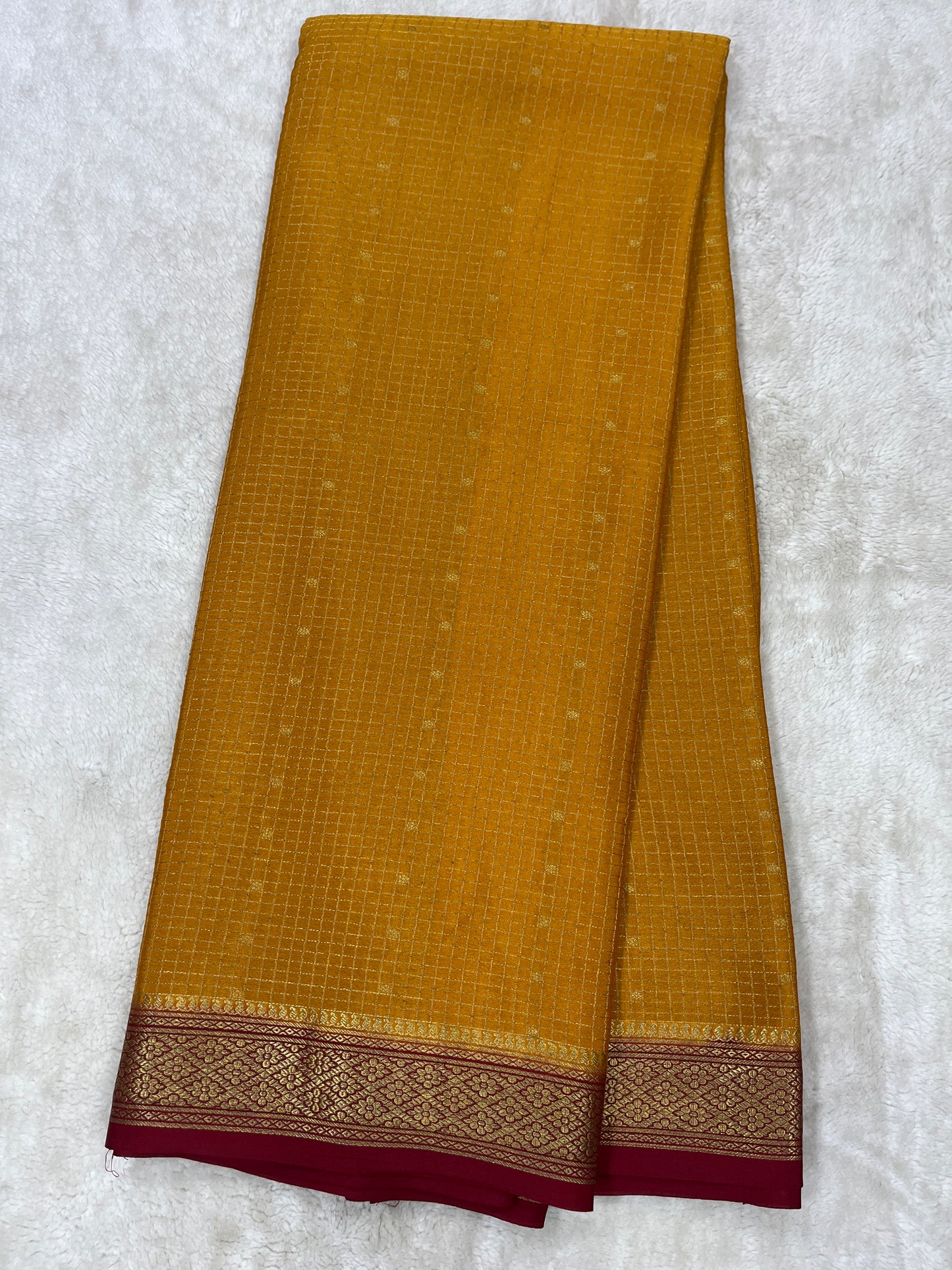 Pure Crepe Mysore Silk mungi checks butta  - 1145303