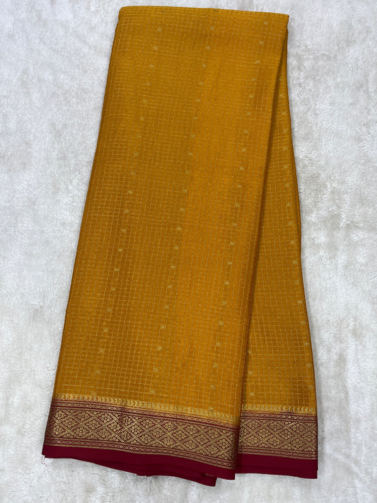 Pure Crepe Mysore Silk mungi checks butta  - 1145303