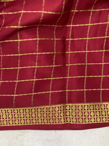 Pure crepe Mysore silk-Patli Pallu Checks (1148007)