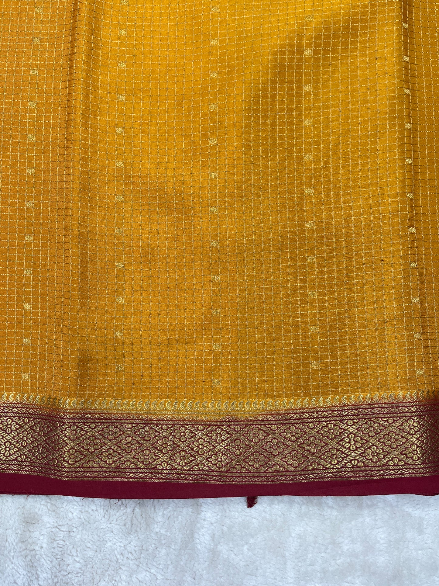 Pure Crepe Mysore Silk mungi checks butta  - 1145303