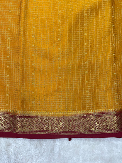 Pure Crepe Mysore Silk mungi checks butta  - 1145303