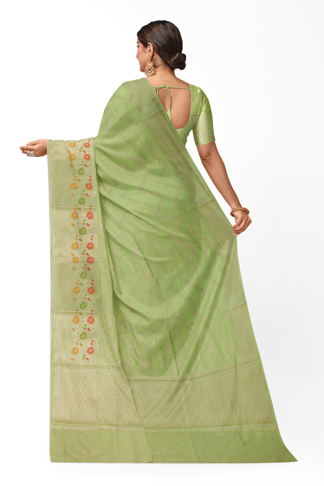 PASTEL GREEN COLOUR BLENDED BANARASI KATAN SONA RUPA ZARI HANDLOOM SAREE