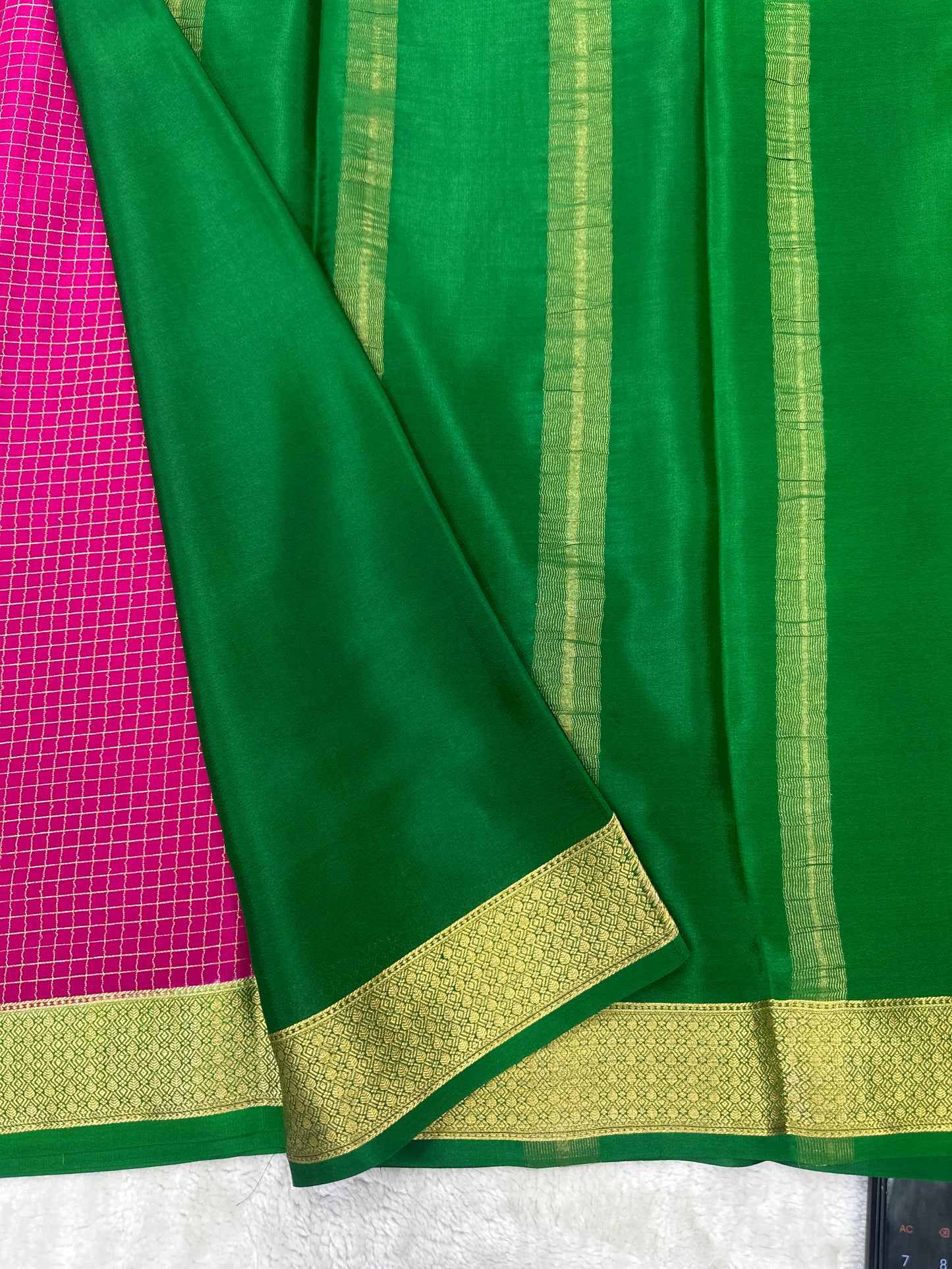 Pure Mysore crape sarees mungi checks Butta - 1145302