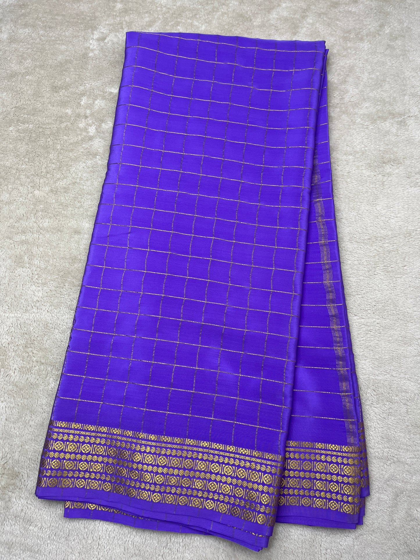 Pure Mysore silk checks Rudraksha (1438316)