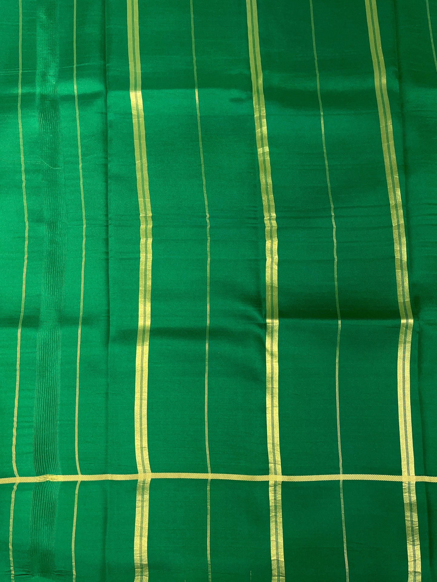 Pure Zari Mysore Silk Saree Bentex Border In Yellow With Green Contrast Color