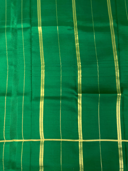 Pure Zari Mysore Silk Saree Bentex Border In Yellow With Green Contrast Color
