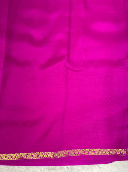 Pure Zari Mysore Silk Saree Heart Border In Pink With Self Color Blouse