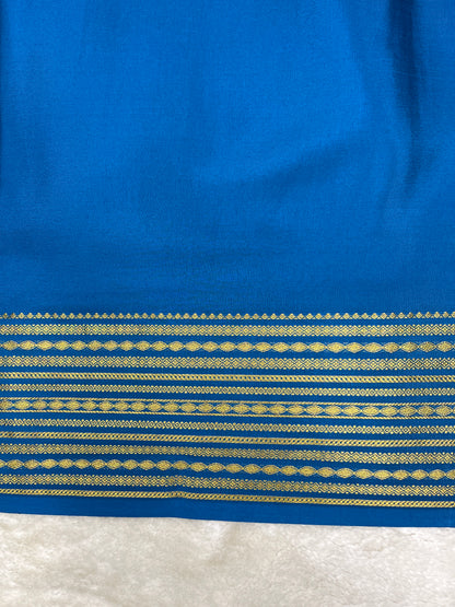 Pure crepe Mysore silk - lines border ( 1104902)