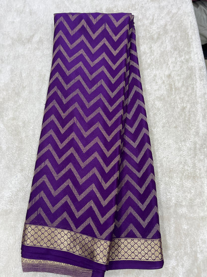Pure Crepe Mysore Silk brocade - 1145311
