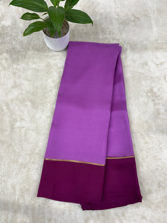 Pure Zari Mysore Silk Saree Bentex Border In Lavender With Dark Pink Contrast Color