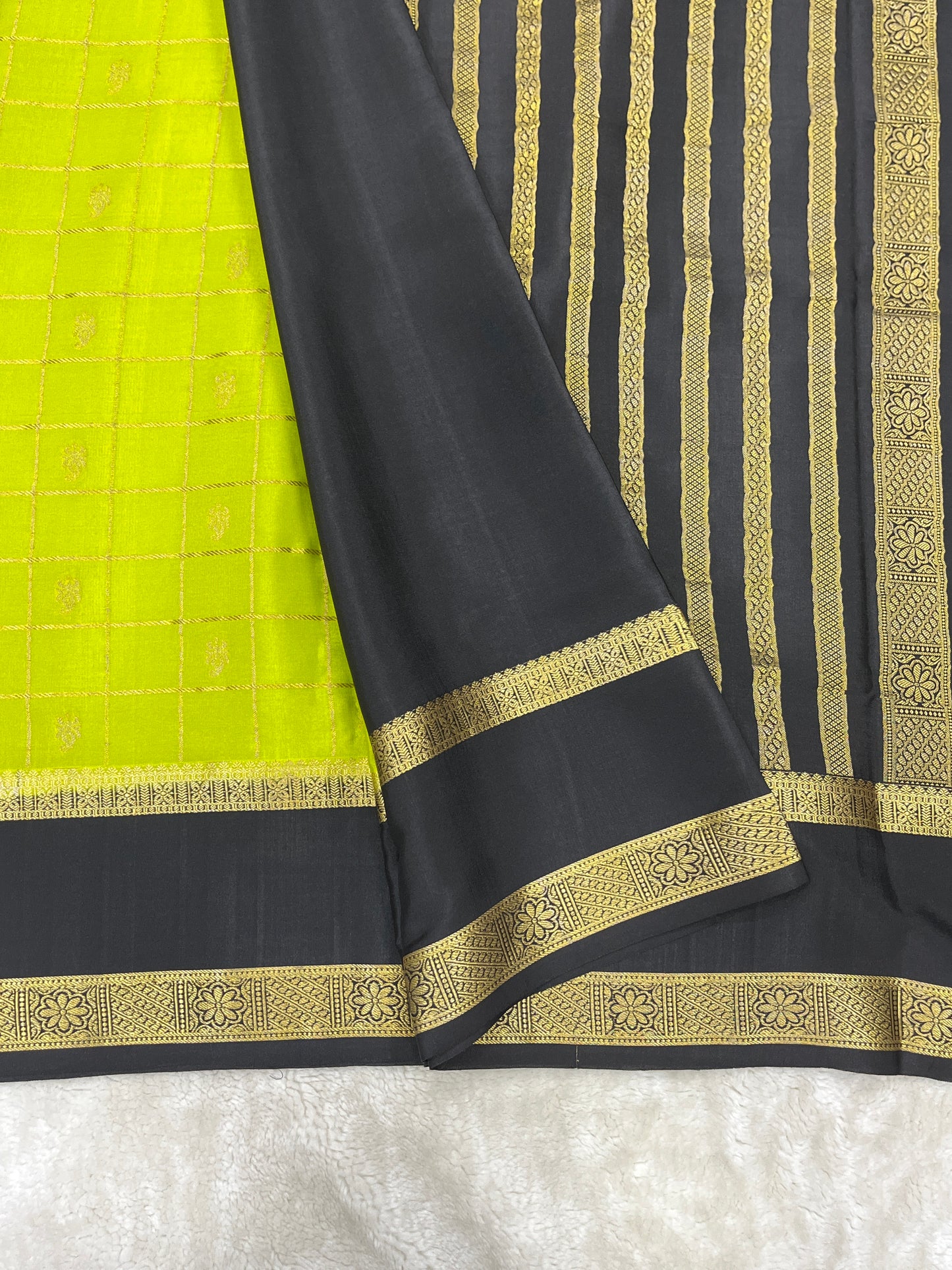 Pure Crepe Mysore Silk Bentex checks butta - 2637796