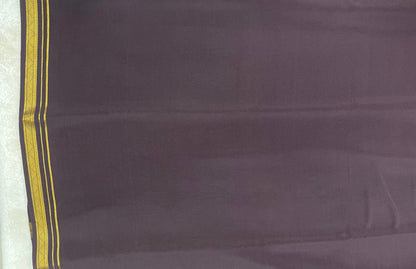Two Line One Inch Border in Gold Lace Mysore silk saree In Self Dark Brown Color