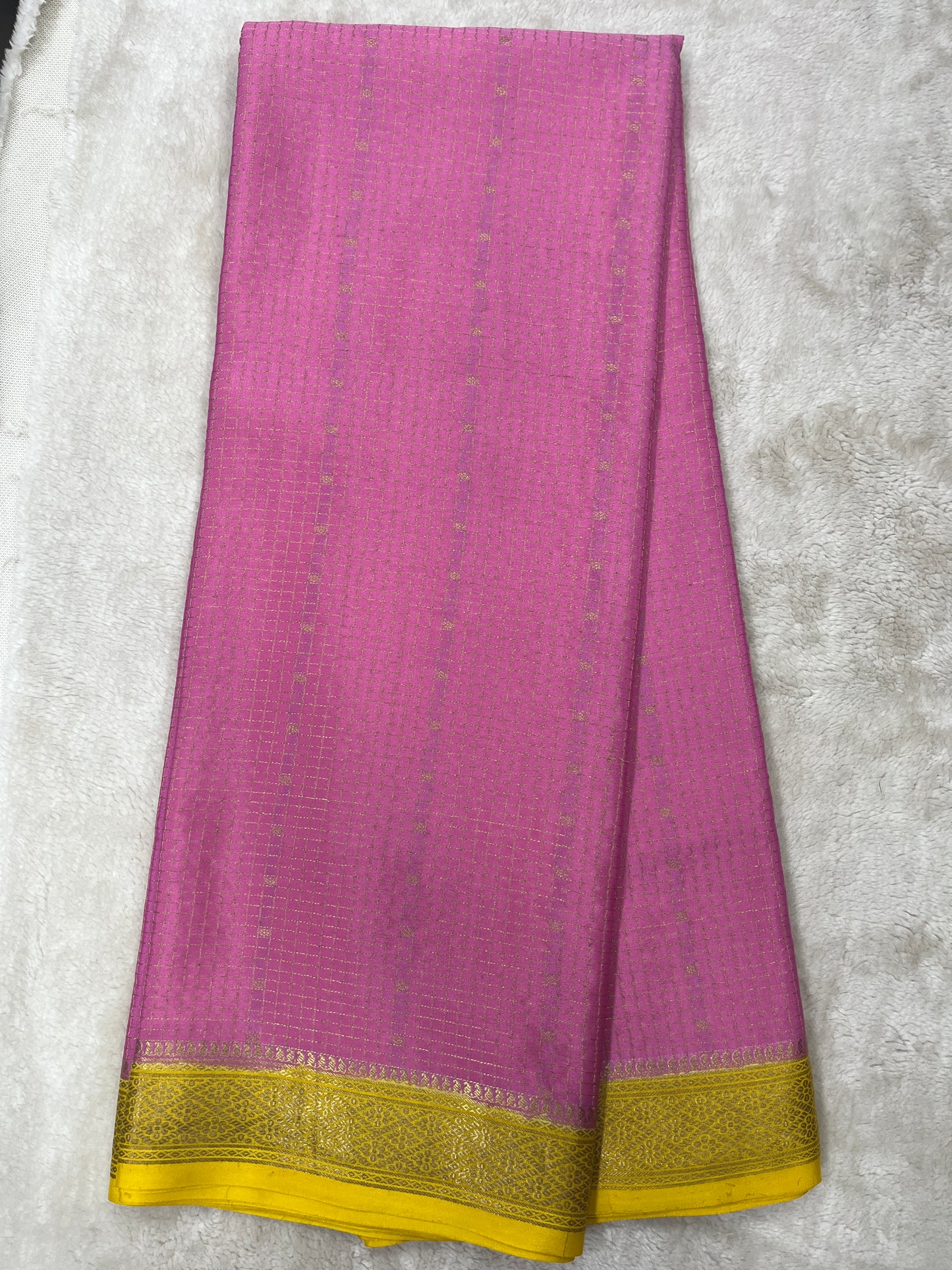 Pure Crepe Mysore Silk mungi checks butta  - 1145303