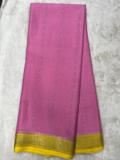 Pure Crepe Mysore Silk mungi checks butta  - 1145303