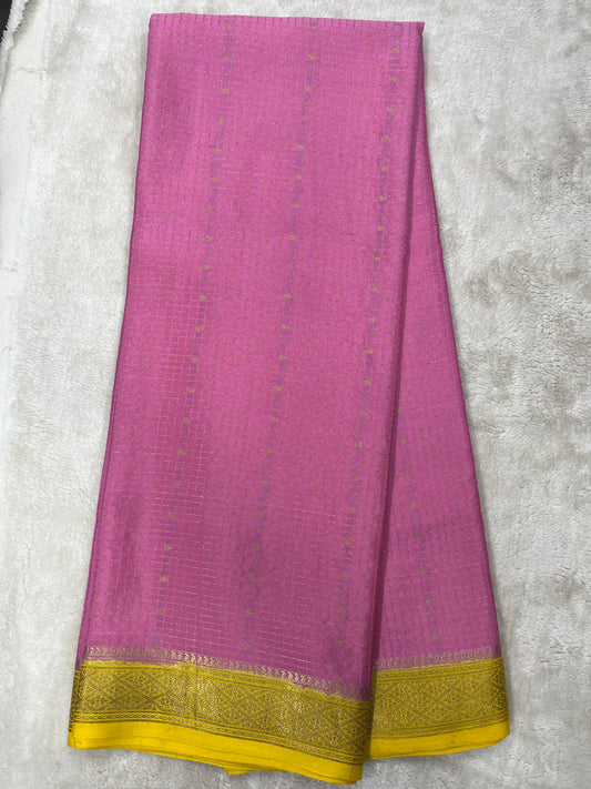 Pure Crepe Mysore Silk mungi checks butta  - 1145303