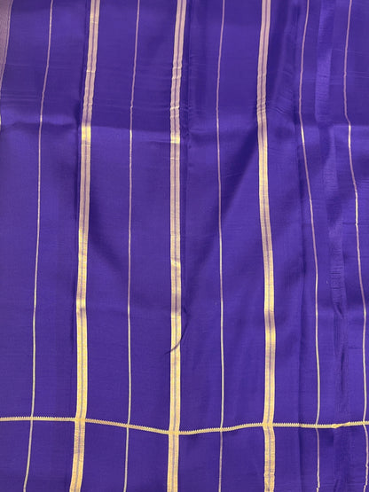 Pure Zari Mysore Silk Saree Bentex Border In Lavender With Purple Contrast Color