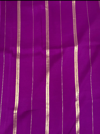 Pure Zari Mysore Silk Saree Elephant Border In Pista Green With Pink Contrast Color Blouse