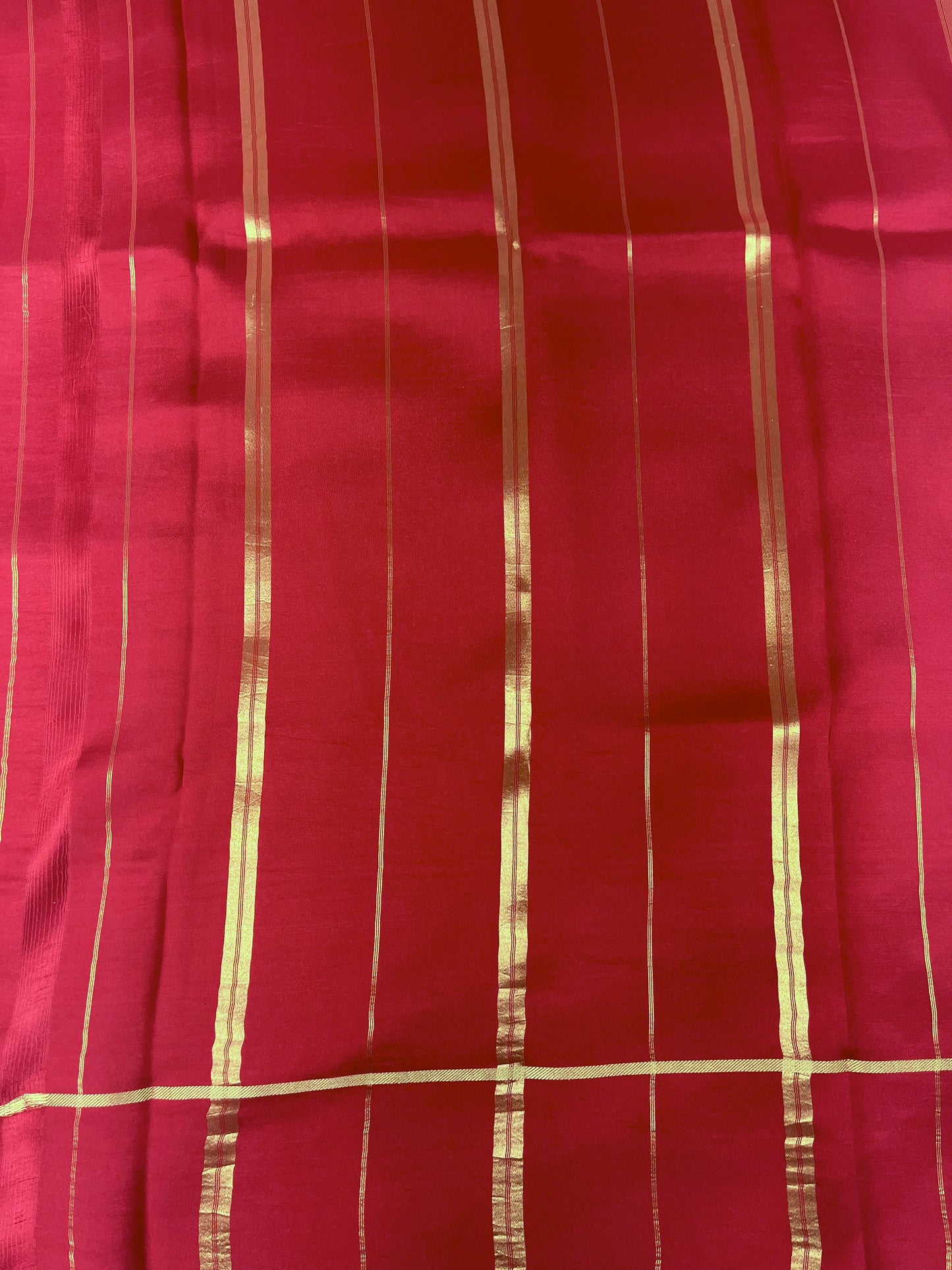 Pure Zari Mysore Silk Saree Bentex Border In Blue With Red Contrast Color