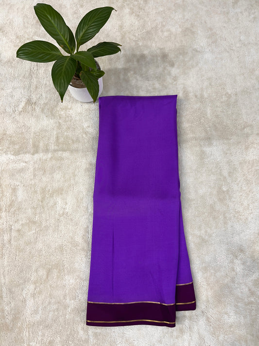 Pure Zari Mysore Silk Saree Bentex Border In Lavender With Purple Contrast Color