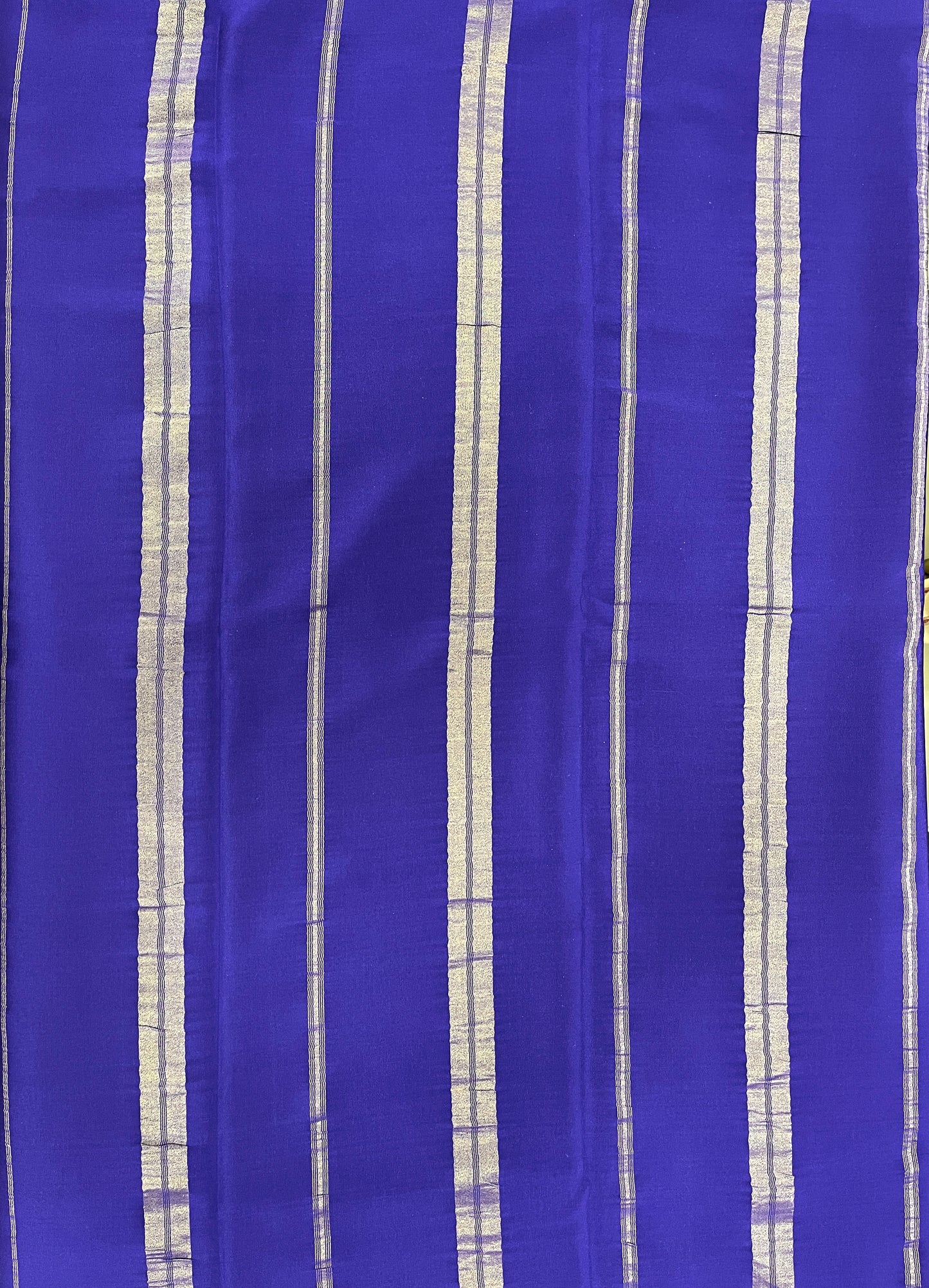 Two Line One Inch Border in Gold Lace Mysore silk saree In Self Navy Blue Color