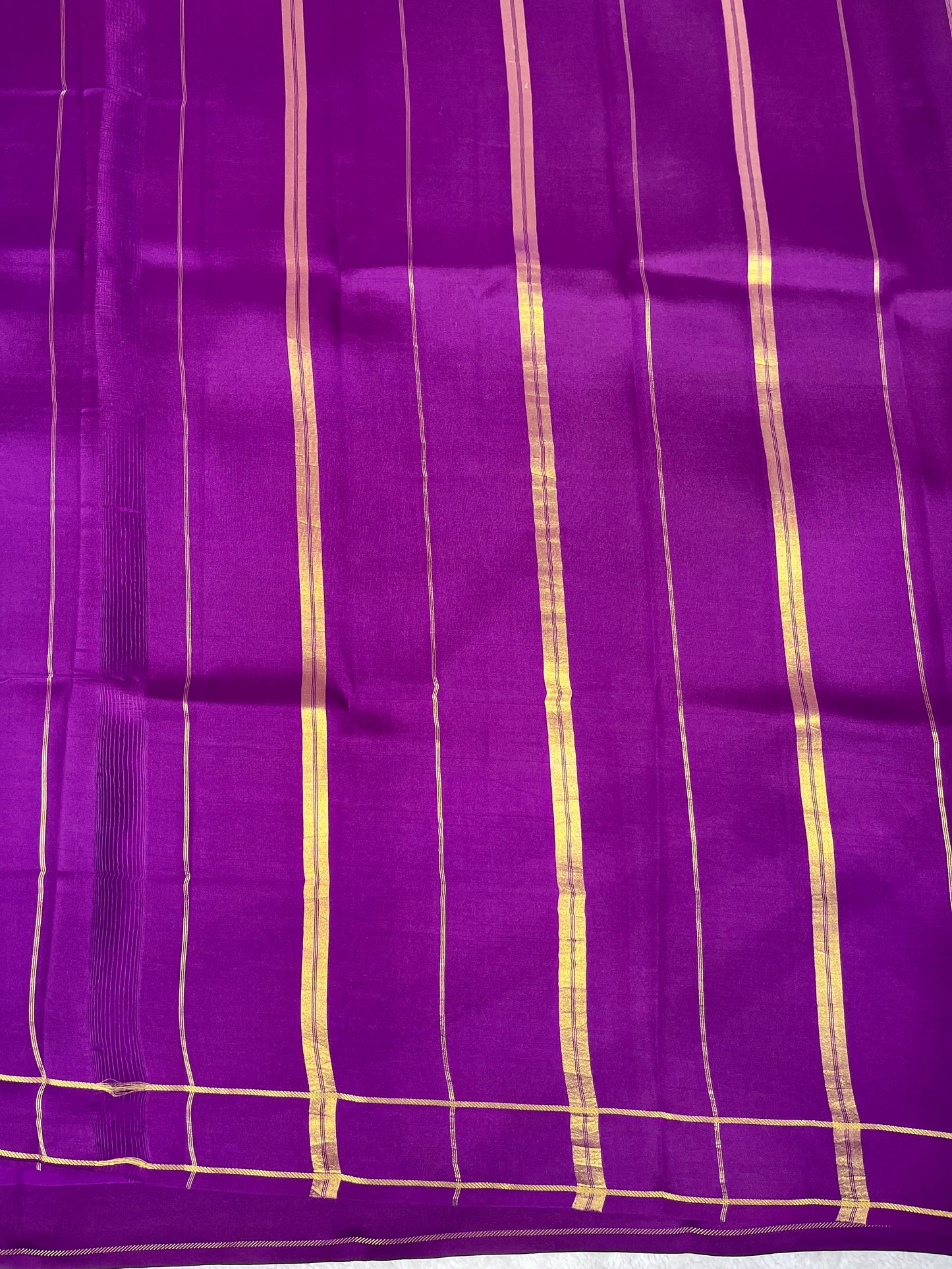 Pure Zari Mysore Silk Saree Bentex Border In Lavender With Purple Contrast Color