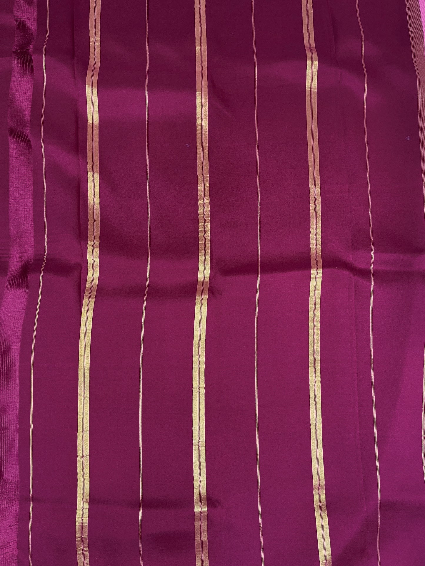 Pure Zari Mysore Silk Saree Elephant Border In Pink With Wine Contrast Color Blouse