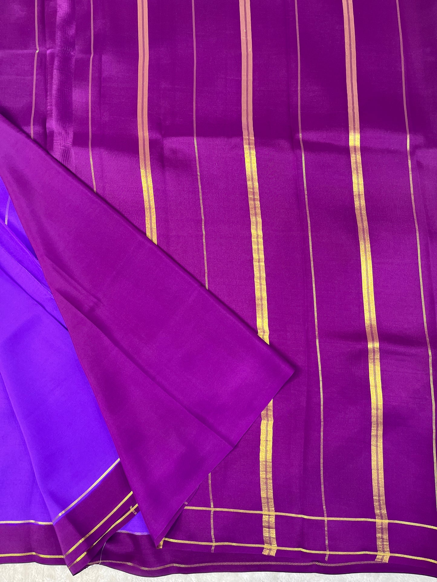 Pure Zari Mysore Silk Saree Bentex Border In Lavender With Purple Contrast Color