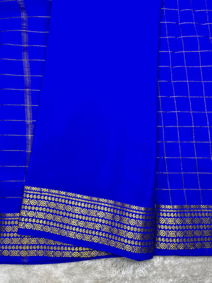 Pure Mysore silk checks rudrakshi-(1438399)
