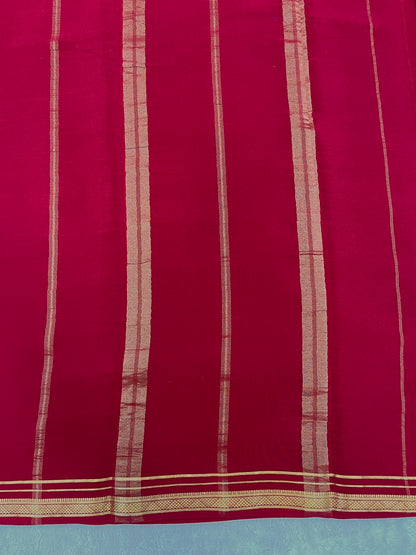 Two Line One Inch Border in Gold Lace Mysore silk saree In Self Maroon Color
