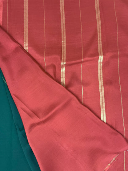 Pure Zari Mysore Silk Saree Elephant Border In Pink With Wine Contrast Color Blouse