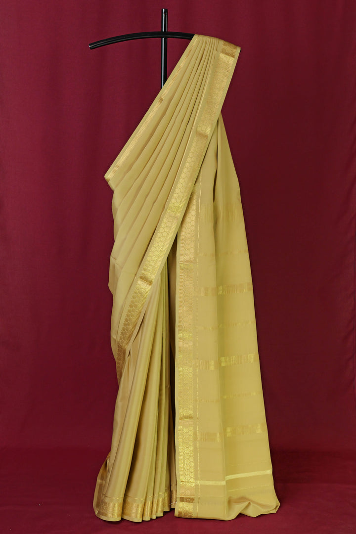 GOLDEN PURE MYSORE CREPE SILK SAREES