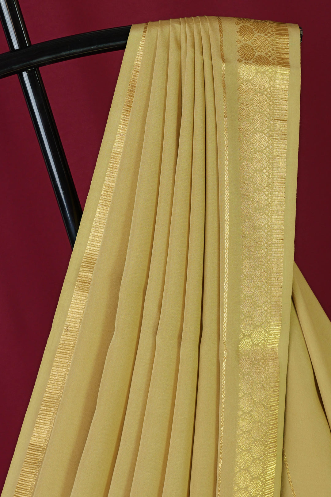 GOLD PURE MYSORE CREPE SILK SAREES